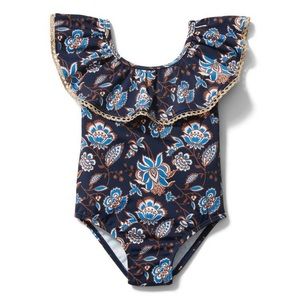 Janie and Jack Paisley Floral Ruffle One Piece Swimsuit